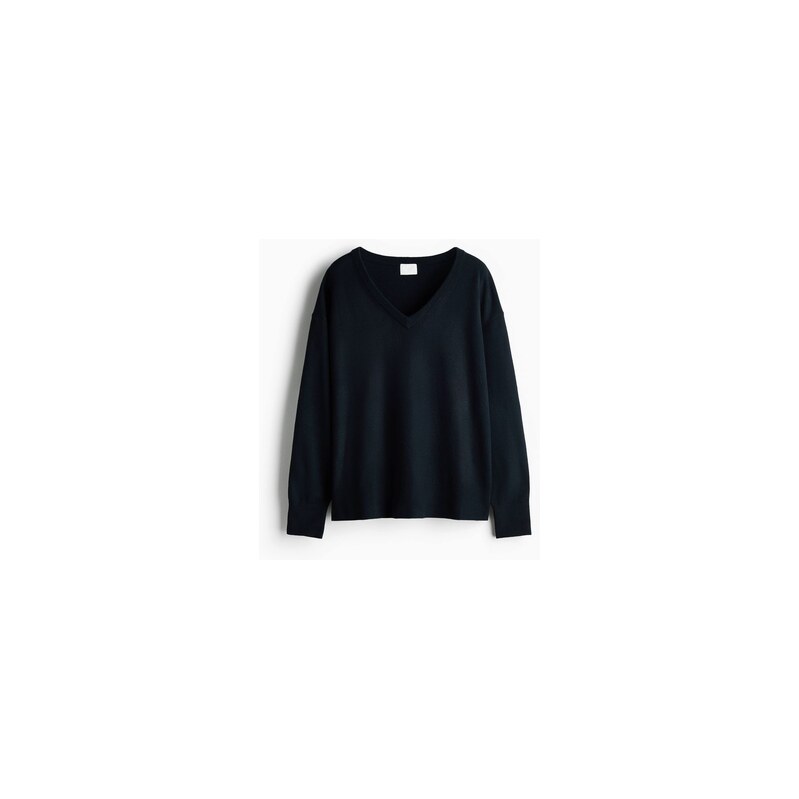 H&M - Oversized svetrs výstřihem do V - Námořnická Modř