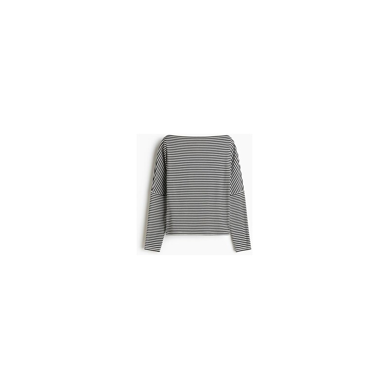 H&M - Tops lodičkovým výstřihem - Bílá/Černý Proužek