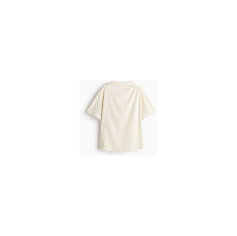 H&M - Řasený top se stojáčkem - Krémová