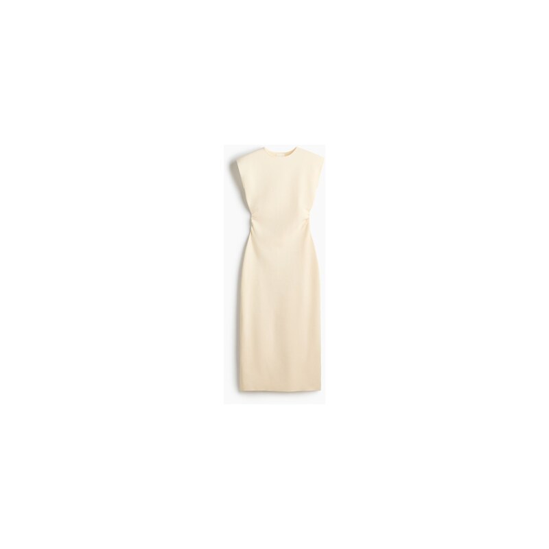 H&M - Řasené midi šaty - Světle Béžová