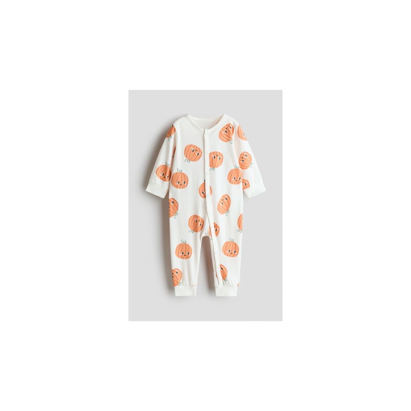 H&M - Vzorovaný pyžamový overal - Bílá/Dýně