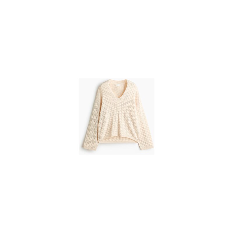 H&M - Oversized cable-knit jumper - Světle Béžová