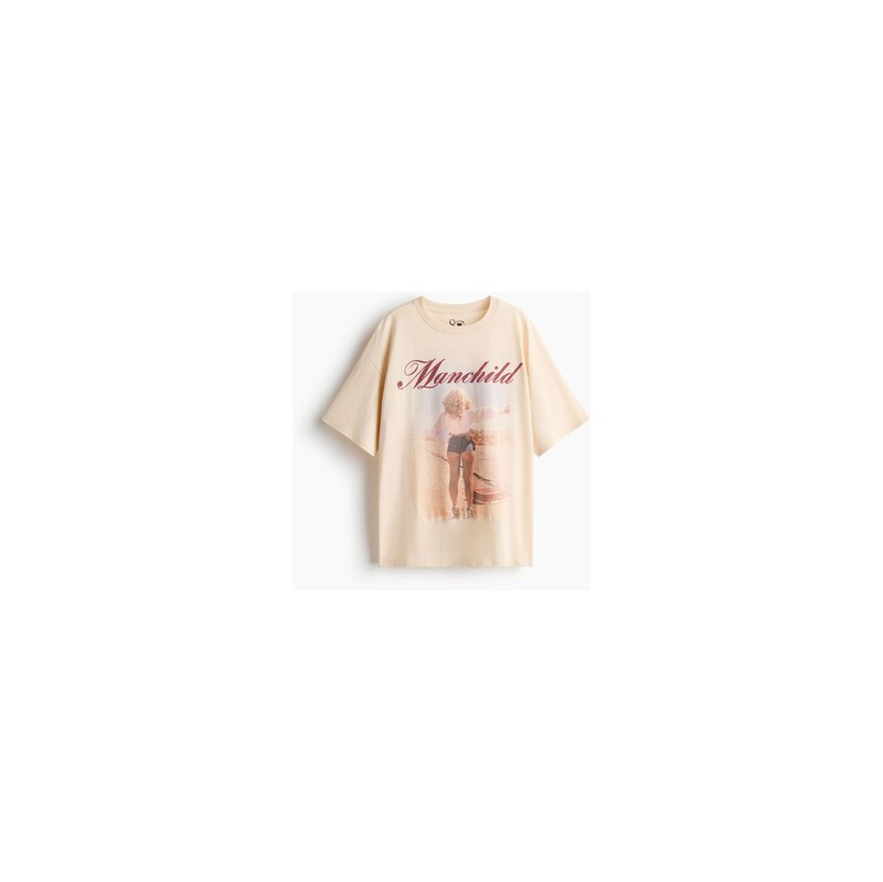 H&M - Oversized tričkos potiskem - Béžová/Sabrina Carpenter