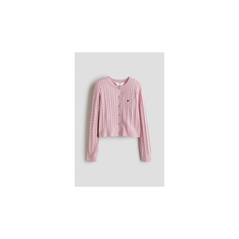 H&M - Propínací svetrs copánkovým vzorem - Tlumená Růžová