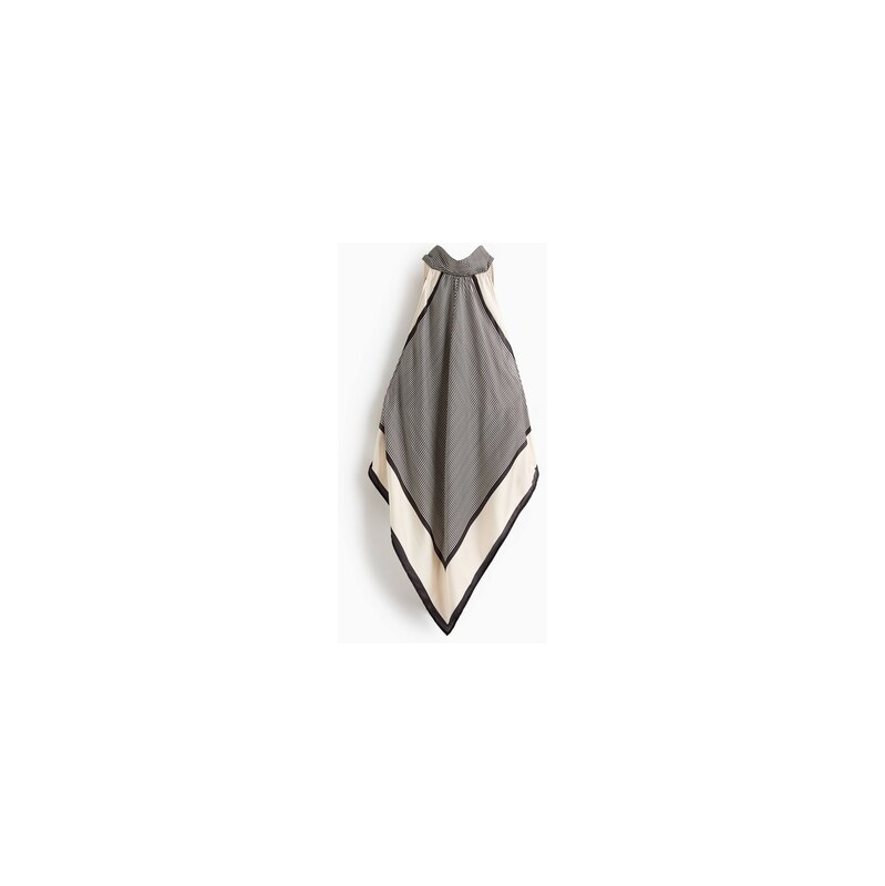 H&M - Top halterneck - Světle Béžová/Černý Vzor