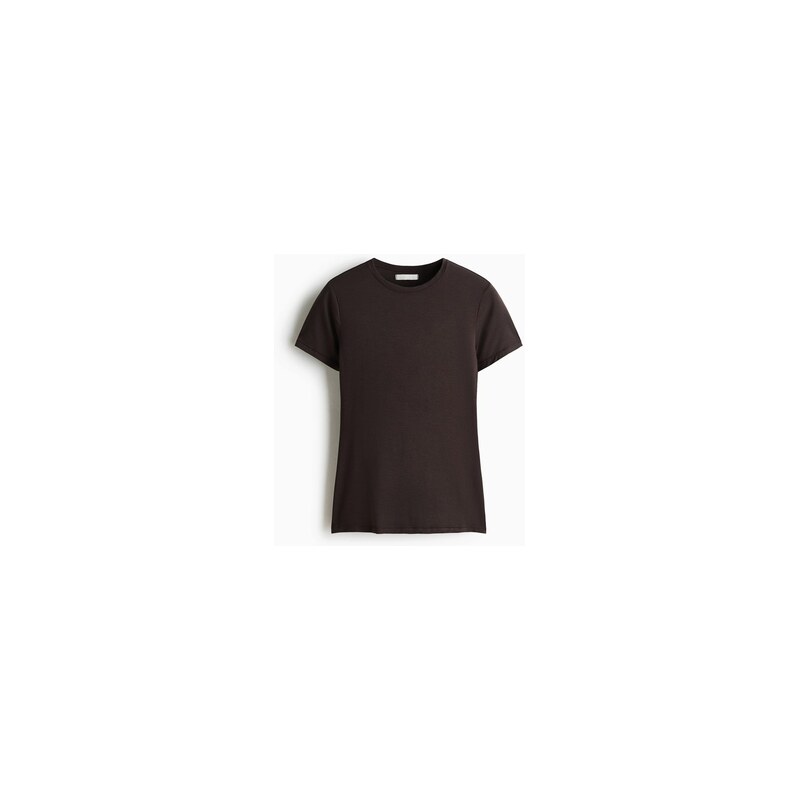 H&M - Přiléhavé modalové tričko - Tmavě Hnědá