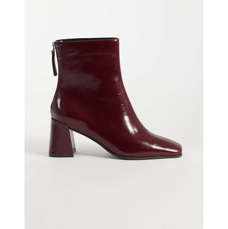ASOS DESIGN Rafe block heel ankle boots in burgundy-Red