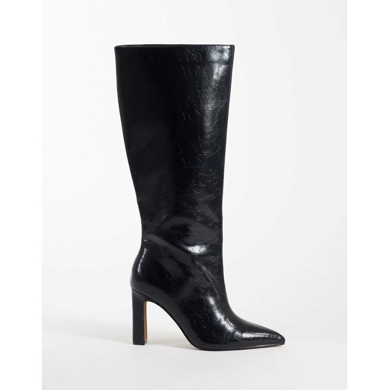 ASOS DESIGN Charming heeled knee boots in black