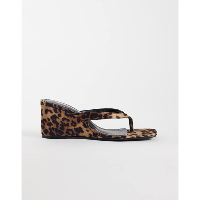 Public Desire Luisa wedge sandals in leopard print-Multi