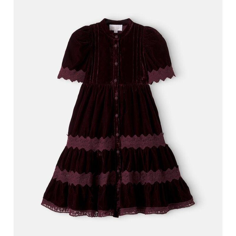 Petite Amalie Lace-trimmed velvet dress