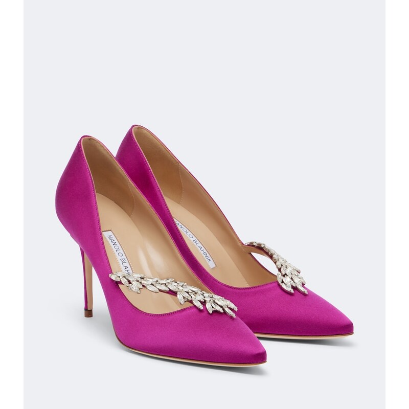Manolo Blahnik Nadira embellished satin pumps
