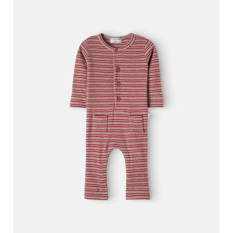1 + in the Family Baby Goose striped ribbed-knit onesie