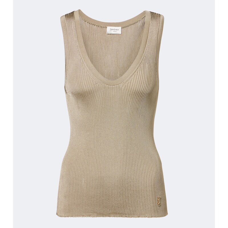 Saint Laurent Cassandre ribbed-knit tank top