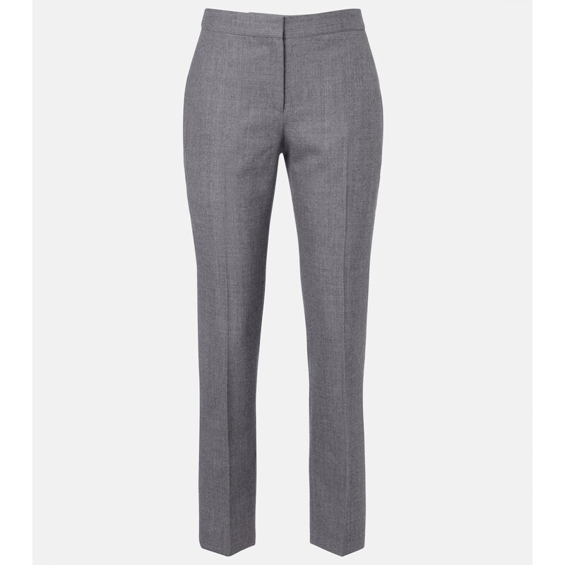 Dámské elegantní kalhoty McQueen Wool slim pants v barvě šedý melange