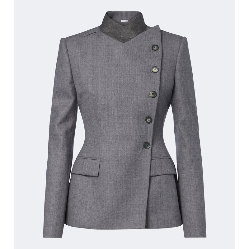 McQueen Double-breasted peplum wool blazer