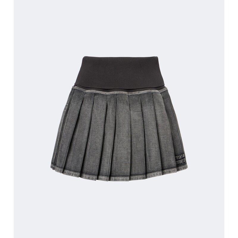 Miu Miu Pleated cotton-blend miniskirt