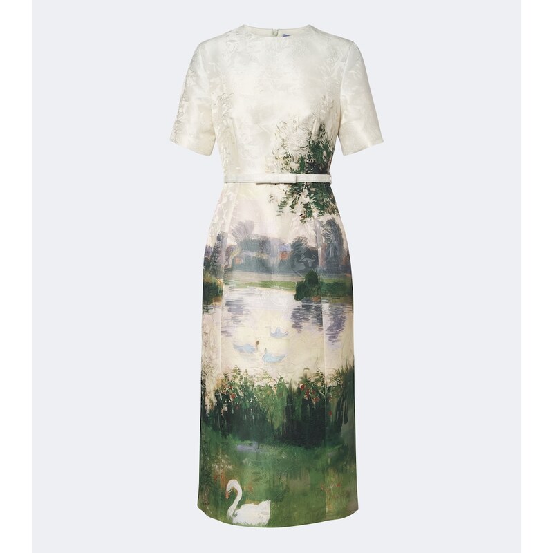 Leo Lin Elizabeth printed floral jacquard midi dress