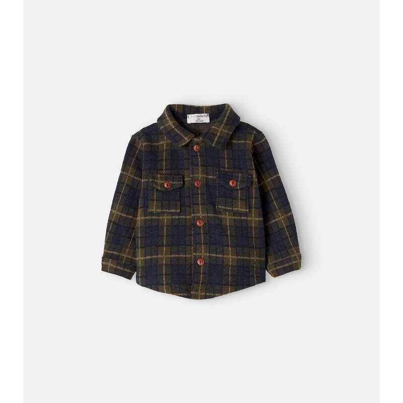 1 + in the Family Baby Atlin plaid cotton-blend shirt