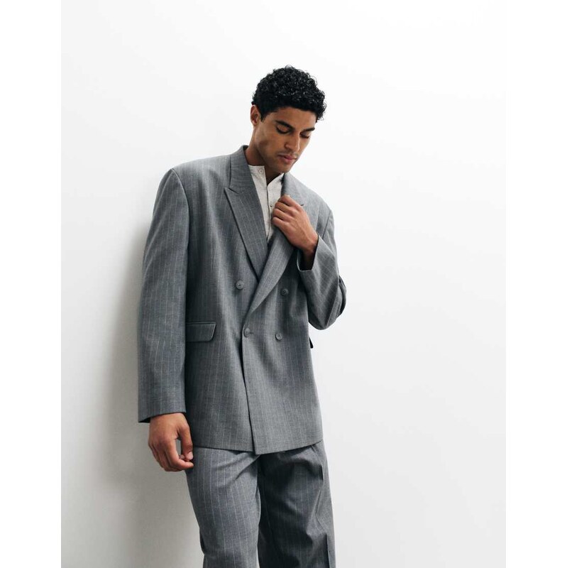 ASOS DESIGN oversized double breasted suit jacket in herringbone
