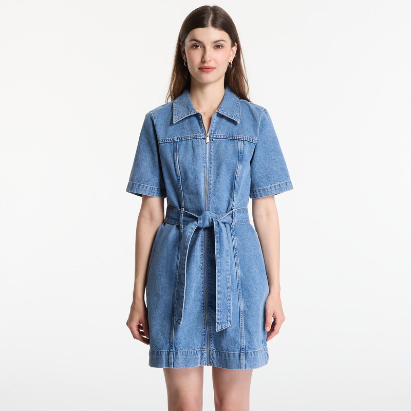 Šaty Calvin Klein Jeans Belted Shirt Dress Radio Blues XS