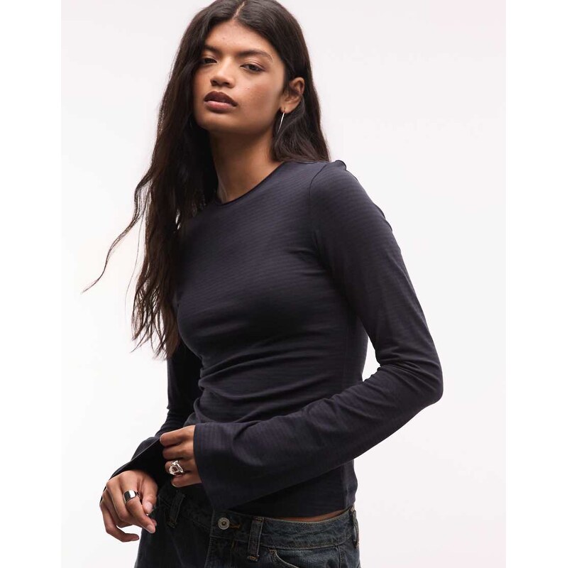 Weekday long sleeve top in dusty blue