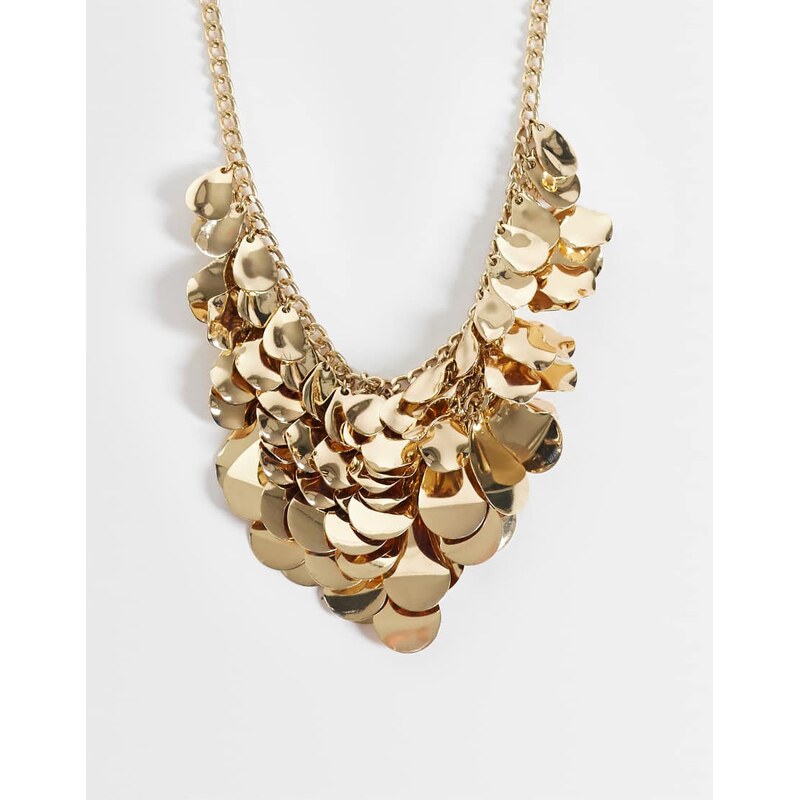 Reclaimed Vintage gold layered petal necklace