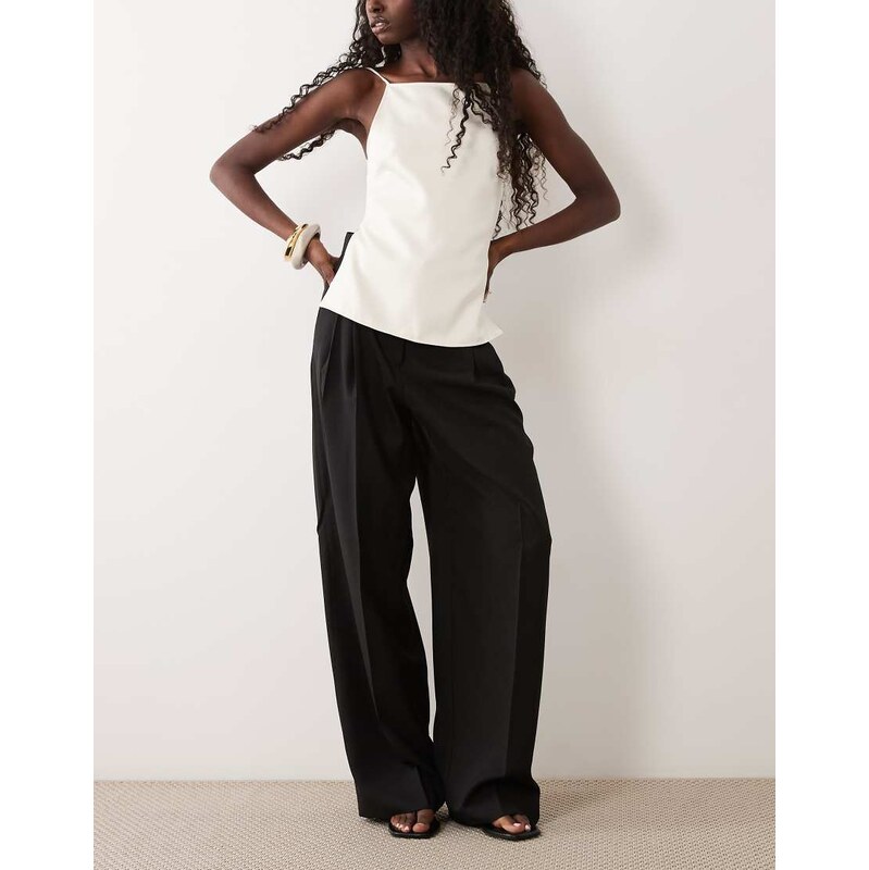 Mango pleat front tailored trouser in black