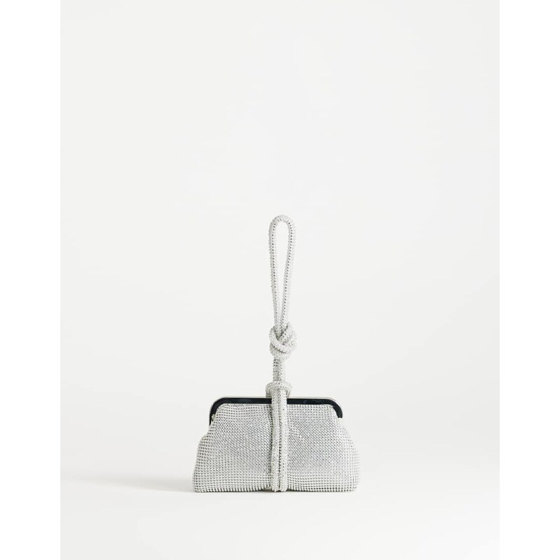 Topshop Jade wristlet grab bag in silver diamante