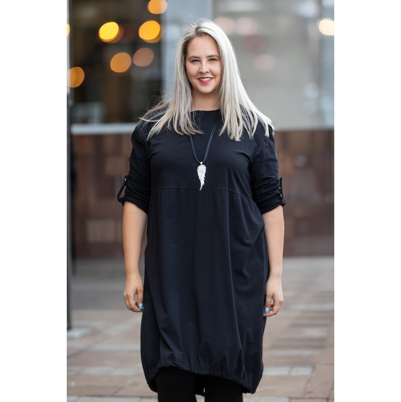 Italy fashion Bavlněné šaty CATANA Barva: Černá, Velikost: UNI: