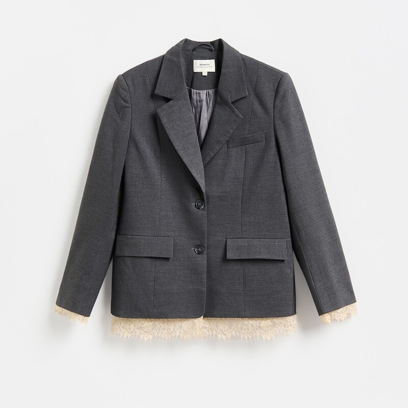 Reserved - LADIES` BLAZER - tmavě šedá