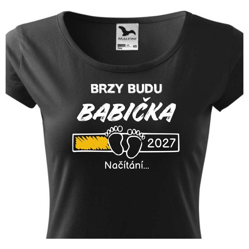 Fenomeno Dámské tričko Brzy budu babička - černé