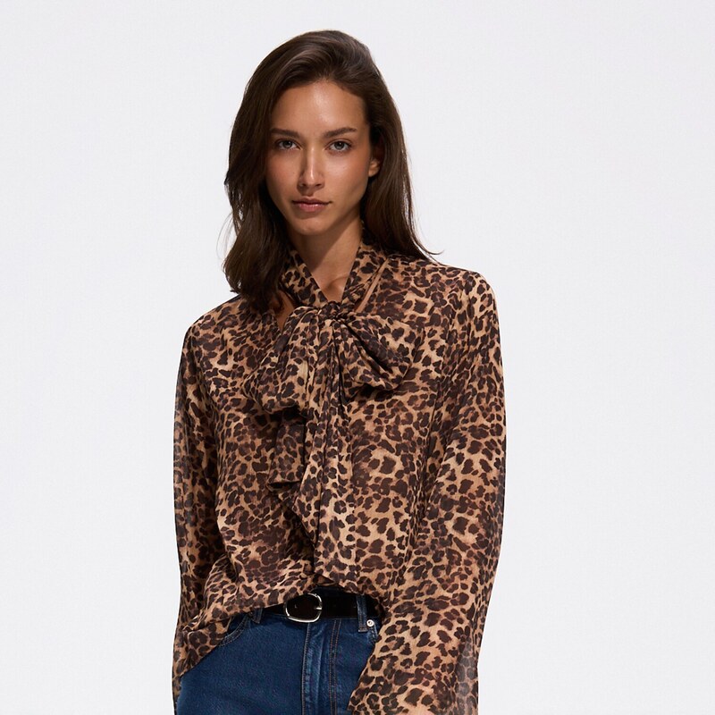 Reserved - Halenka s leopardím vzorem - hnědá