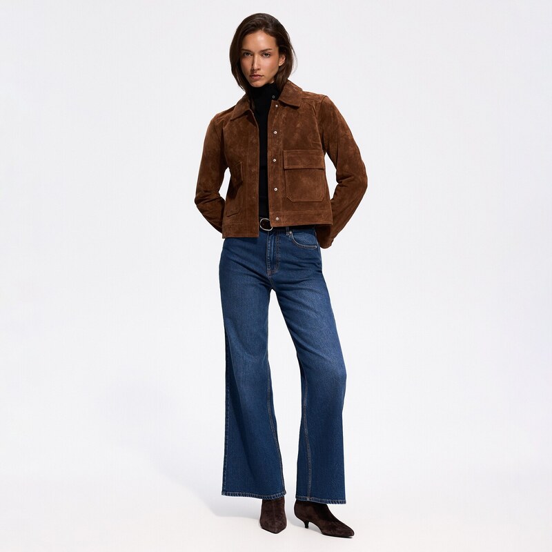 Reserved - LADIES` JEANS TROUSERS & BELT - tmavomodrá