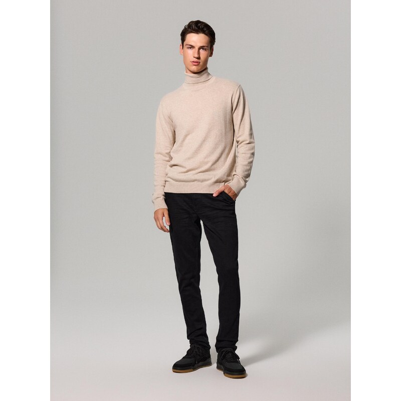 Sinsay - Chino džíny slim fit s páskem - černá