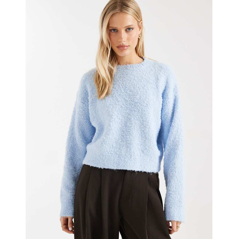 Miss Selfridge boucle slouchy jumper in pale blue