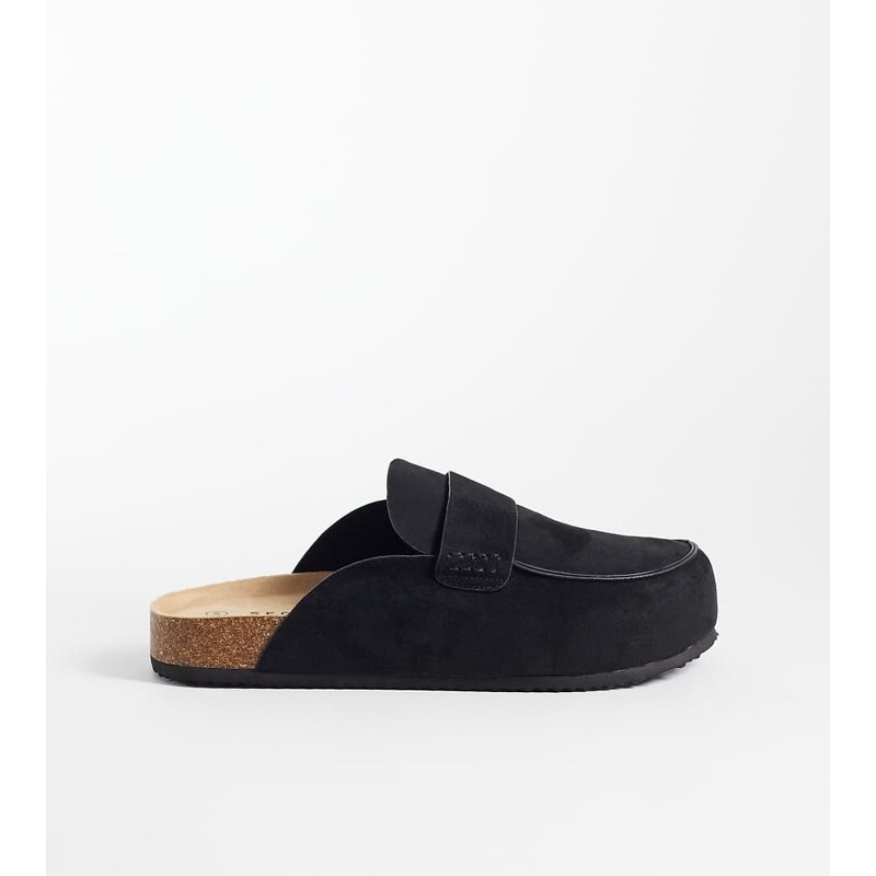 SEQWL Wide Fit Soda slip on loafer style mule with in black