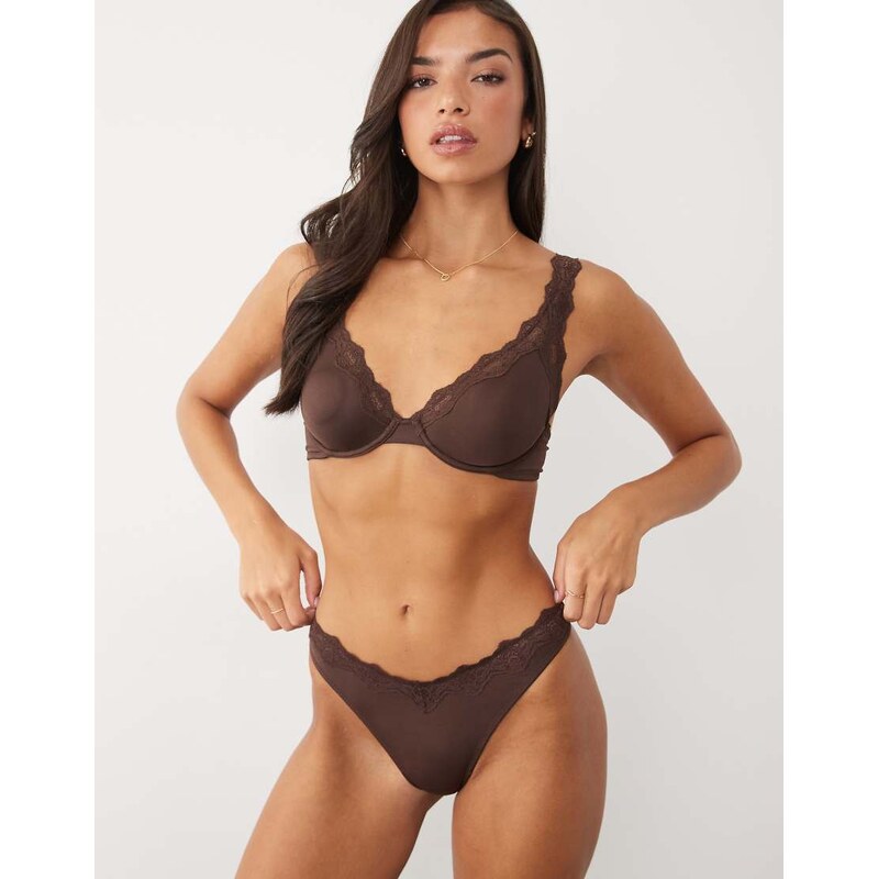 ASOS DESIGN Lilah microfibre built up underwire bra with lace