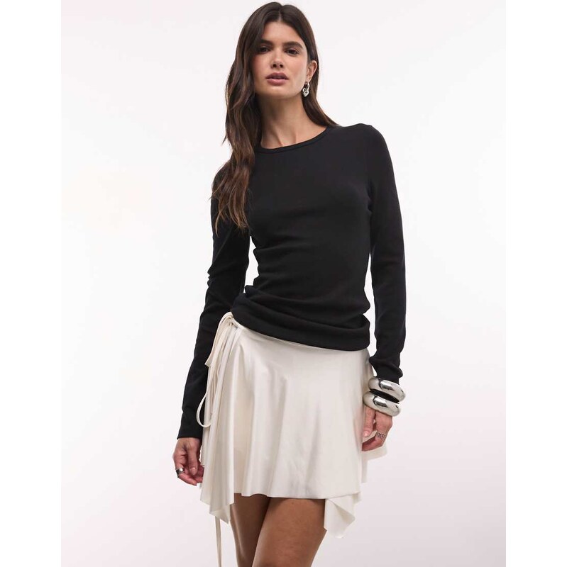 Monki flippy wrap mini skirt in white
