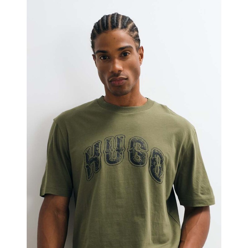 HUGO Blue Nerpient regular fit chest logo t-shirt in green