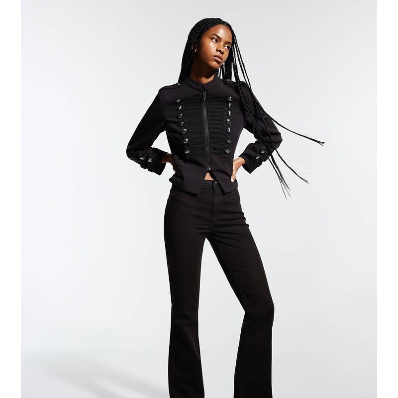 Bershka Tall flared jeans in black