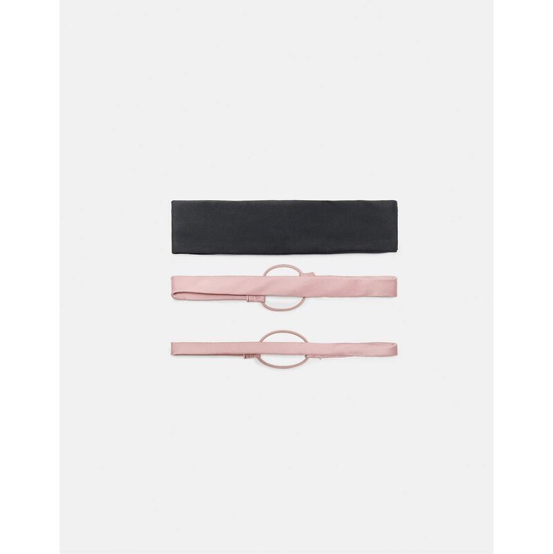 Stradivarius Set of 3 elasticated sports fur headbands in pastel