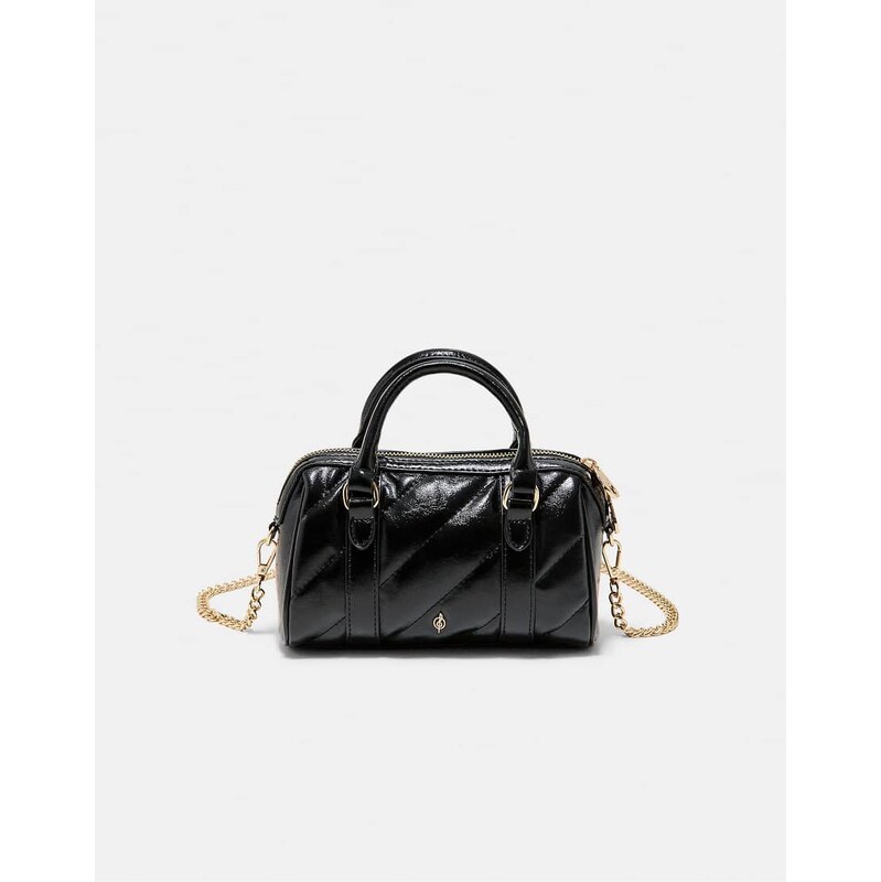 Stradivarius Quilted bowling bag in black