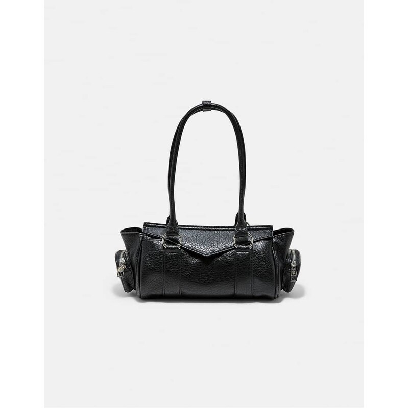 Stradivarius Elongated shoulder bag with pockets in black