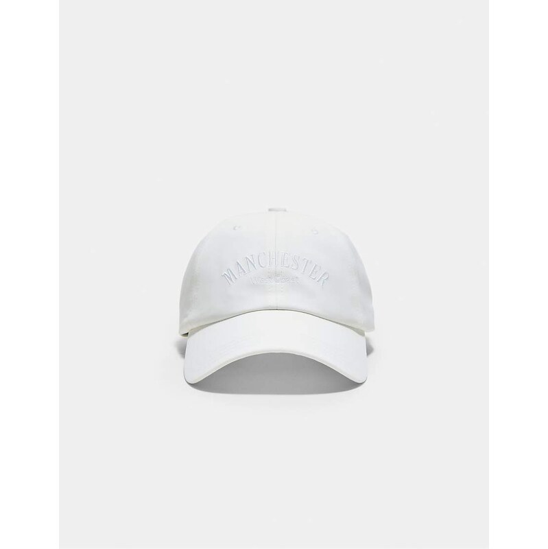 Stradivarius Manchester sport cap in ecru-White