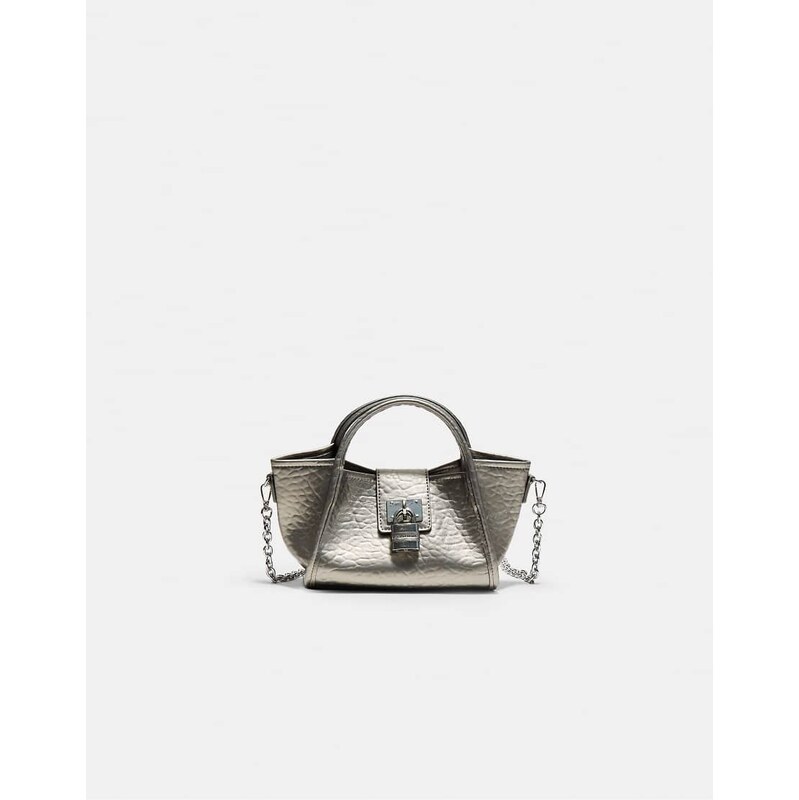 Stradivarius Mini padlock crossbody bag in grey