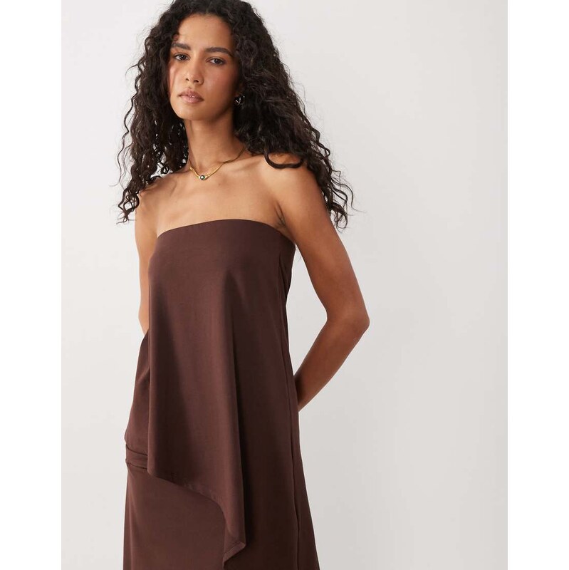 ASOS DESIGN bandeau with asymmetric co-ord top brown-Yellow