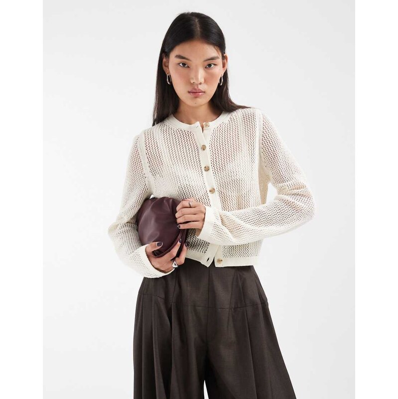 & Other Stories pure cotton crew neck lightweight cardigan in