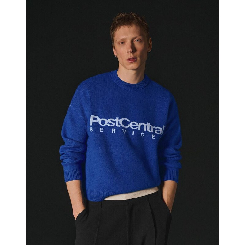 Bershka Jacquard knit jumper in blue