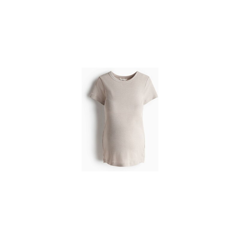 H&M - MAMA Žebrované žerzejové tričko - Světlá Tlumená Béžová