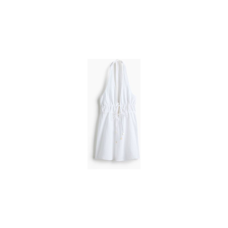 H&M - Bavlněné plážové šaty halterneck - Bílá